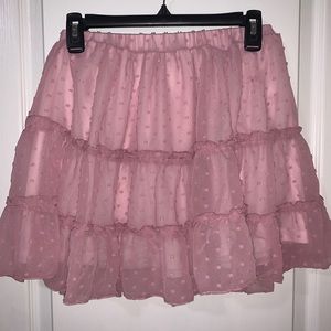 Pink ruffled skirt